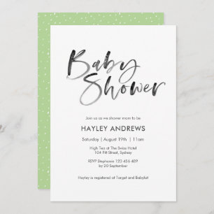 Watercolor Baby Shower invitation lime green