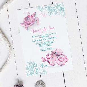 Watercolor Baby Shower Invitation Under The Sea