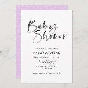 Watercolor Baby Shower invitation violet