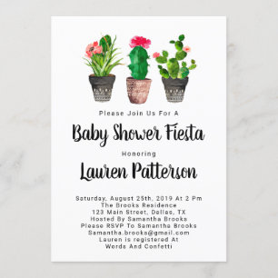 Watercolor Baby Shower Invitations, Fiesta Invitation