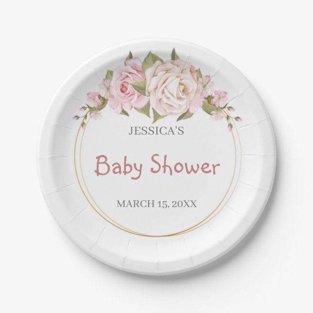 Watercolor Baby Shower Paper Plates (Front)