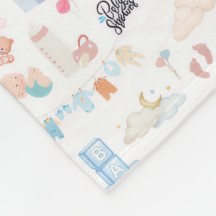 Watercolor Baby Shower Pattern with Teddy Bear