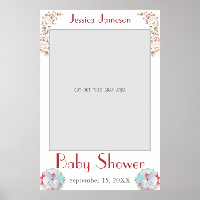 Watercolor Baby Shower Photo Prop Poster (Front)