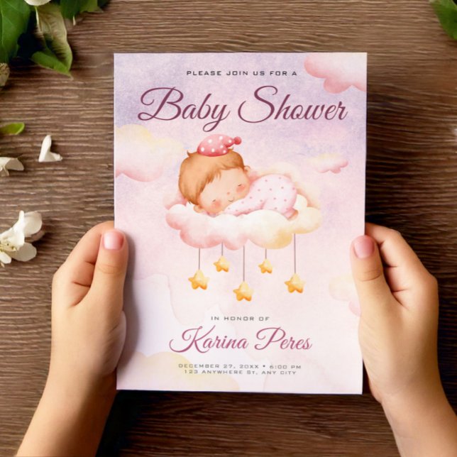 Watercolor Baby Shower Soft Pink It's A Girl Invitation (Watercolor Baby Shower Soft Pink It's A Girl Invitation, Baby On The Way)