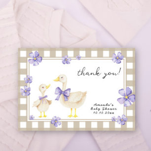 Watercolor baby silly goose baby shower thank you card