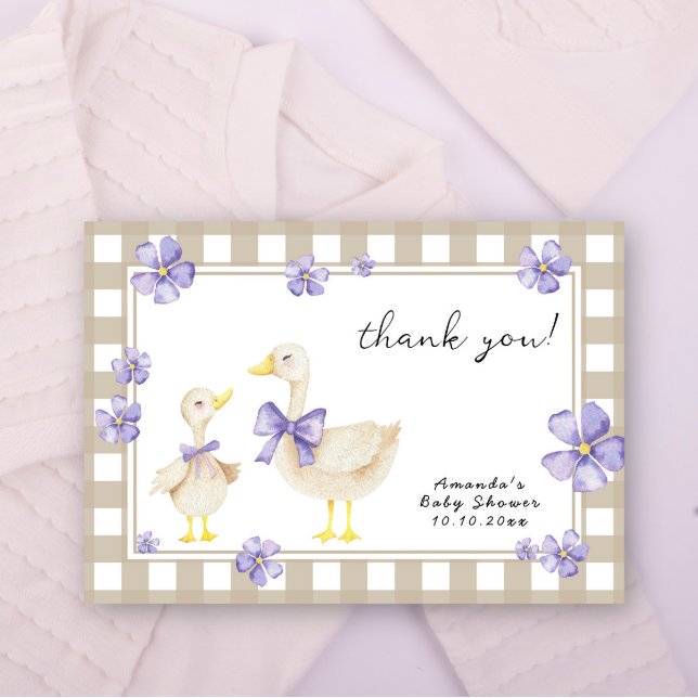 Watercolor baby silly goose baby shower thank you card (Creator Uploaded)