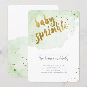 Watercolor Baby Sprinkle - Green Invitation