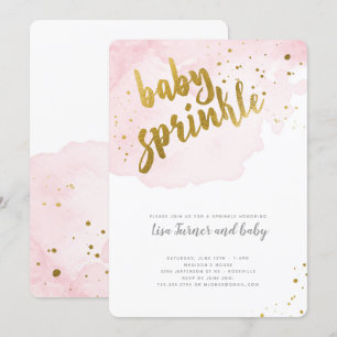 Watercolor Baby Sprinkle - Pink Invitation