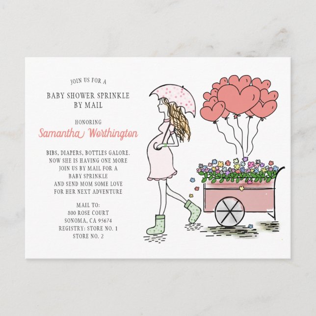 Watercolor Baby Sprinkle Shower By Mail Invitation (Front)