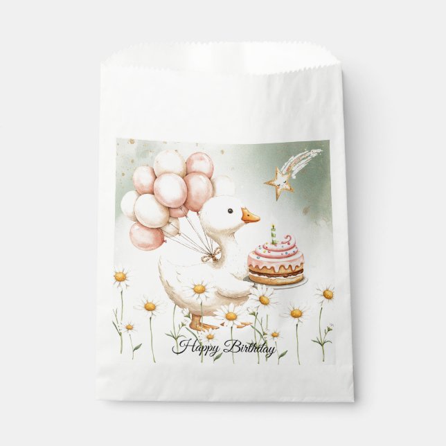 Watercolor Baby White Goose Birthday Party Cute Favour Bags (Front)
