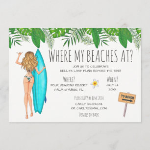 Watercolor Bachelorette Beach Party Invitation