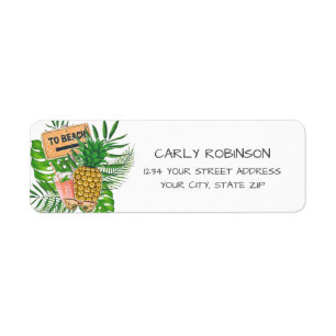 Watercolor Bachelorette Beach Party Return Address