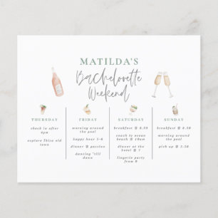 Watercolor Bachelorette weekend green