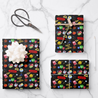 Watercolor Back to School Elements Theme Pattern Wrapping Paper Sheet