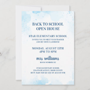 Watercolor Back to School Open House Invitation