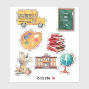 Watercolor Back to School Sticker Sheet