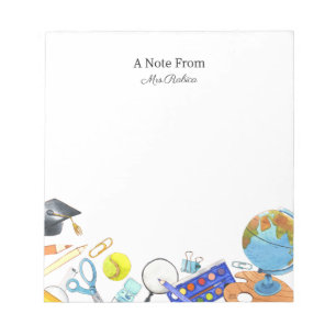 Watercolor Back to school Teacher  Notepad