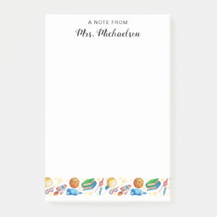 Watercolor Back to School Teacher Supplies Post-it Notes