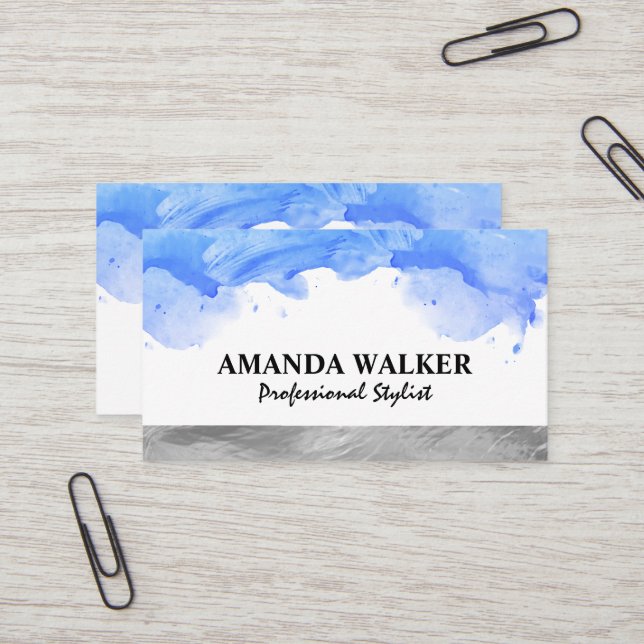 Watercolor Background Artistic Business Card (Front/Back In Situ)