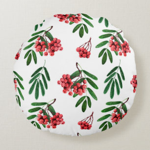 Watercolor background autumn bright rowan round cushion