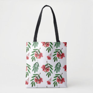 Watercolor background autumn bright rowan tote bag