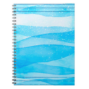 Watercolor background blue notebook