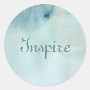 watercolor background in pastel blue and yellow classic round sticker