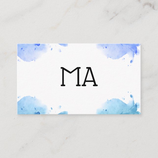 watercolor background initials business card (Front)