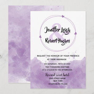 Watercolor background lavender wedding invitation