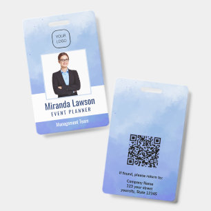 Watercolor background Professional office ID Badge