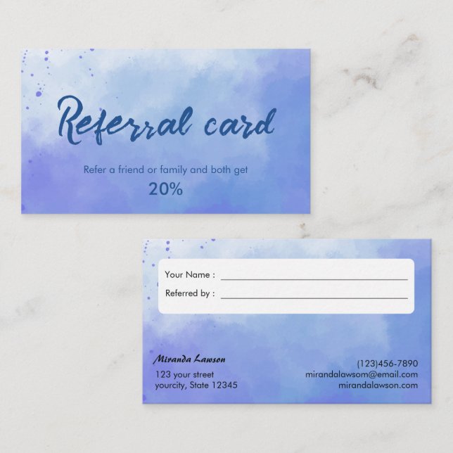 Watercolor background Referral card (Front/Back)