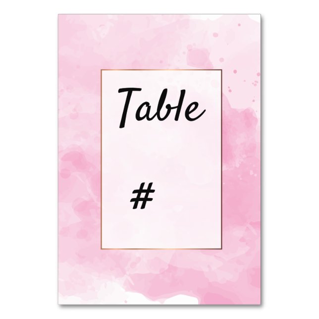 Watercolor background Romantic  table number (Front)