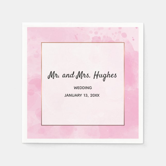 Watercolor background Romantic wedding in pink Napkin (Front)