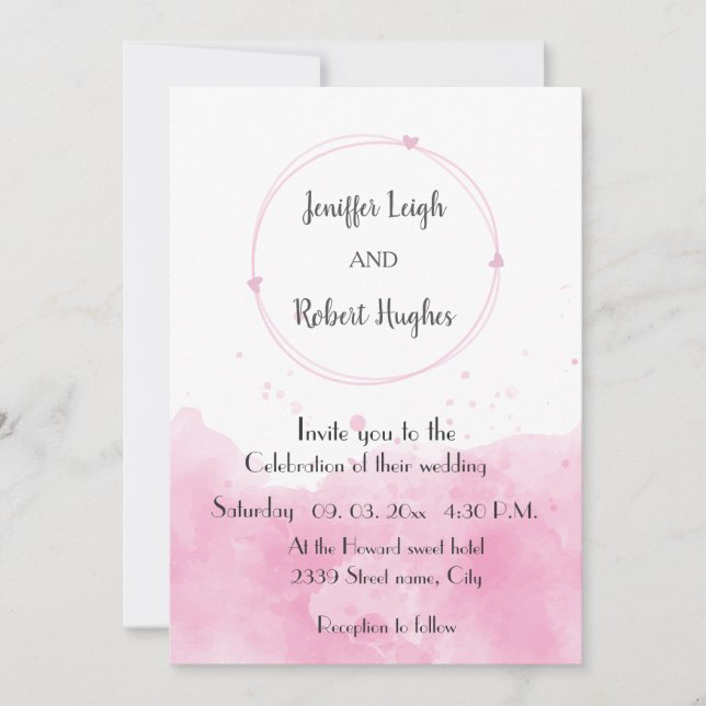 Watercolor background Romantic wedding Invitation (Front)