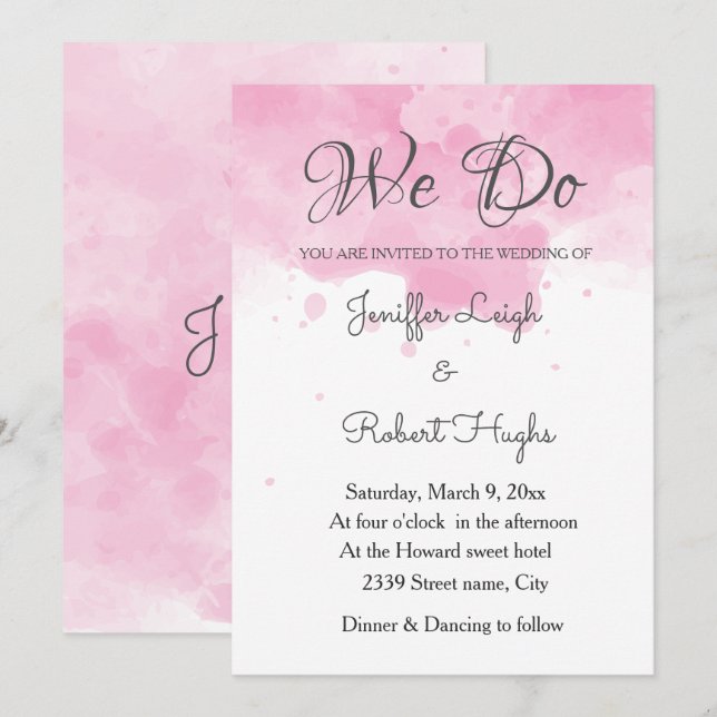Watercolor background Romantic wedding Invitation (Front/Back)