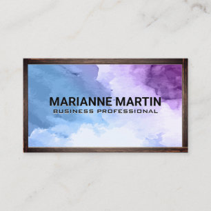 Watercolor Background   Wooden Border Business Card