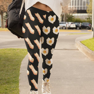 Watercolor Bacon and Eggs Breakfast lover Leggings