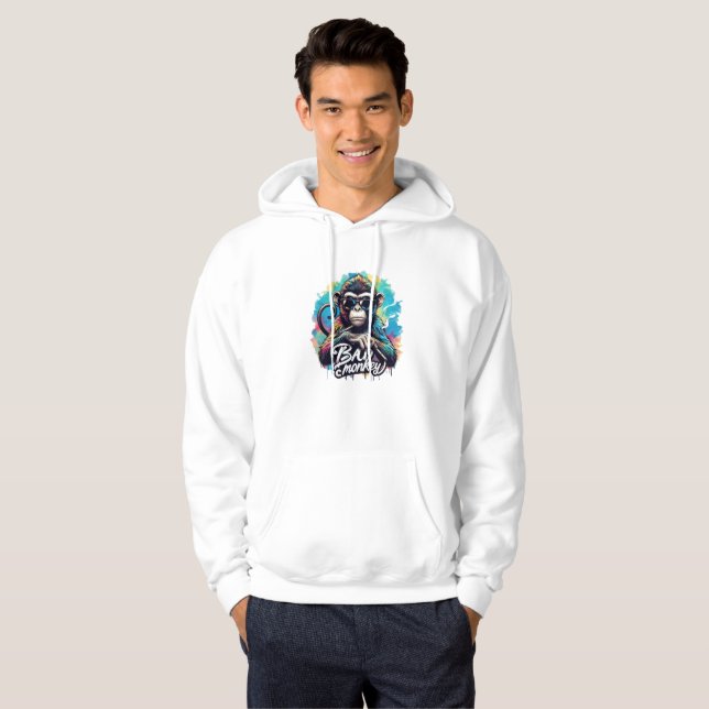 Watercolor Bad Monkey Hoodie Sweatshirt (Front Full)