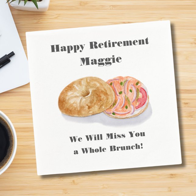 Watercolor Bagels Smoke Salmon Retirement Brunch Napkin (Creator Uploaded)