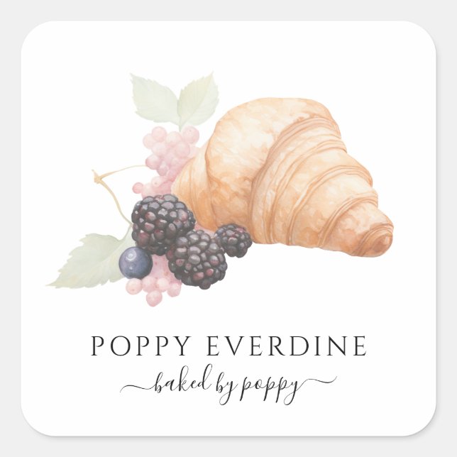 Watercolor Baker Bakery Croissannt Product Label (Front)