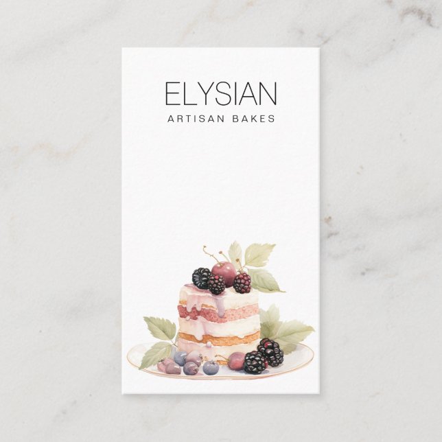 Watercolor Baker Bakery Pastry Chef | Berry Bliss Business Card (Front)