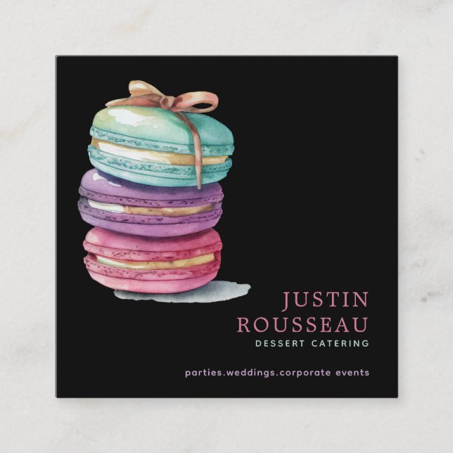 Watercolor Baker Bakery Pastry Chef Square Business Card (Front)