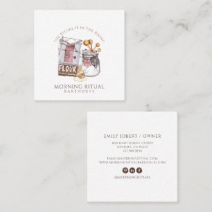 Watercolor Baker Dessert Caterer Square Business Card
