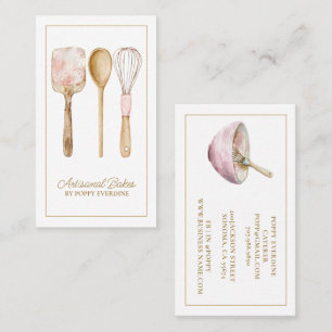 Watercolor Baker Pastry Chef Utensils Business Card