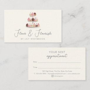 Watercolor Bakery Cupcake Treats Elegant Script Appointment Card