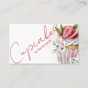 Watercolor Bakery Cupcakes Business Card