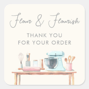 Watercolor Bakery Pastry Chef Elegant Thank You Square Sticker