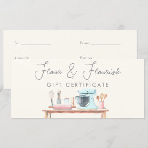Watercolor Bakery Pastry Chef Gift Certificate