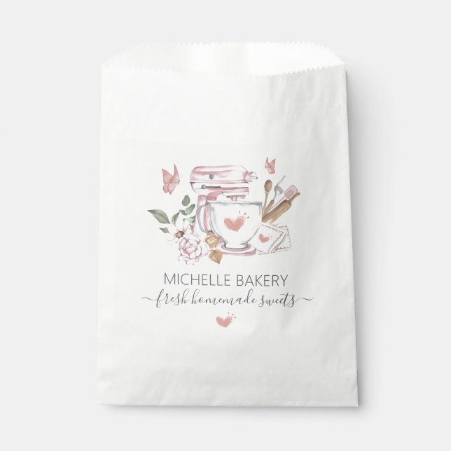 Watercolor Bakery stand mixer Favour Bags (Front)