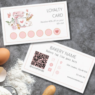 Watercolor Bakery stand mixer Loyalty Card